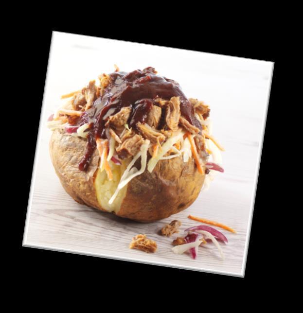 potato with baked beans, crispy smoked bacon & smothered with Bourbon BBQ sauce Emmental & tomato multiseed croissant (v) Emmental cheese,