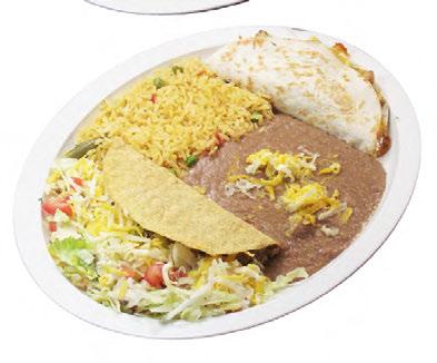 Flauta, taco, or enchilada One chicken or beef flauta and one enchilada or taco of your choice. Served with rice and beans. 8.99 51.