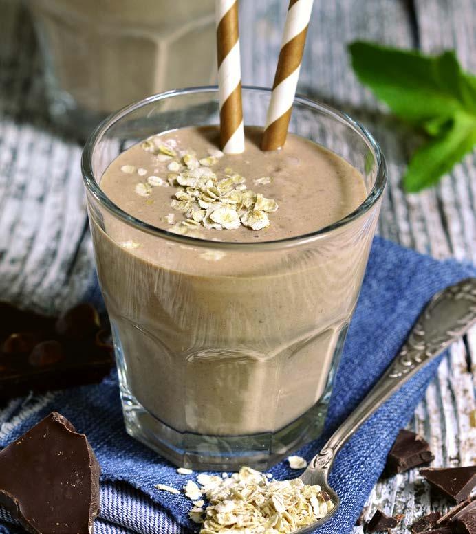 Chocolate Banana Oatmeal Swirl A perfect grab and go breakfast shake that combines protein, fibre and fruit. The smooth taste of Chocolate Banana Oatmeal Swirl Smoothie is a treat your body deserves!