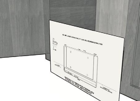 IF DRILLING FROM THE BOTTOM UP: With cabinet doors open, place mounting template against the D surface of the front edge of your cabinet.