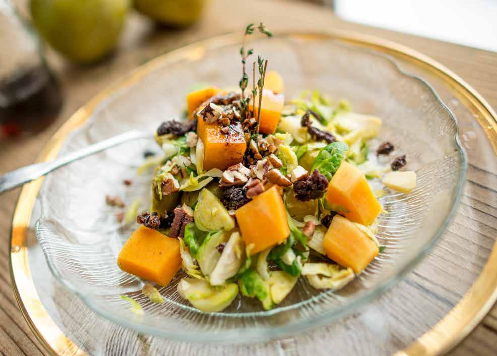 member favorite recipe: warm brussels sprouts and butternut squash salad Contains warm brussels sprouts and butternut squash salad Serves: 4 Preparation Time: 30 Minutes 12 ounces butternut squash,