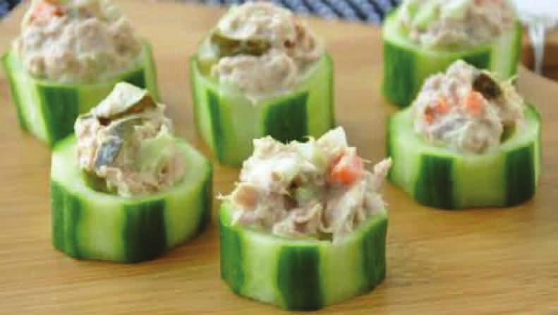 Page 4 Veggie Bytes 9.1 Tuna in Cucumber Cups Ingredients 1 large cucumber, cut into 1 thick slices 1 5oz.
