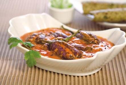 Hyderabadi Baghara Baingan J ust as rotis and rice form the staple diet in Indian cuisine, the gravy plays an indispensable role as an accompaniment for these.