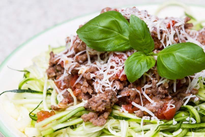 SPAGHETTI BOLOGNESE 1 large onion 1 kg beef mince 2 cans diced tomato 3 cloves garlic, minced 1 tsp dried oregano Salt and pepper Grated parmesan for serving 4 large zucchini made into zucchini