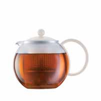 Assam Tea Press No paper filter No capsule Borosilicate glass pot Plastic filter, lid and handle Replacement parts available BPA-free Dishwasher safe Use wood/plastic