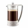 Brazil Coffee Press No paper filter Plastic body Borosilicate glass beaker Stainless steel plunger Replacement parts available BPA-free Made in Europe Dishwasher safe Use wood/plastic spoon* No