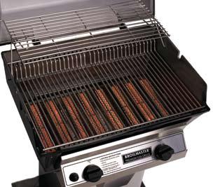 Broilmaster Infrared Gas Grill Heads Large Cast Aluminum Grill Head with 2 Infrared Burners, 2-Piece Rod Cooking Grids (adjusts 3 levels), Lid Stop (not shown), Control Panel, and Retract-A-Rack.