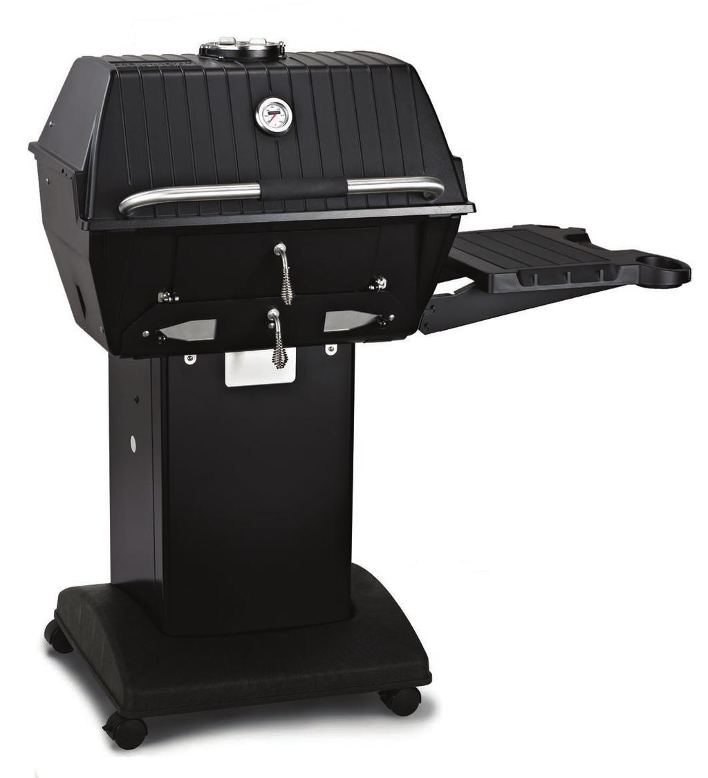 CHARCOAL GRILL Specifications Housing: Cast Aluminum 26 ¾ W x 18 ¾ D x 20 ½ H 304 Stainless Steel (12-gauge) Charcoal & Ash Doors Cooking Grids: 2-Piece Stainless Steel Rod Adjusts to Three Levels