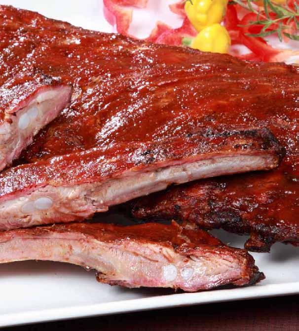 BAR-B-QUE RIBS BAR-B-QUE RIBS Babyback Ribs Our tender, meaty Babyback Ribs are hickory smoked with an amazing flavor and a pink smoke ring just below the surface.