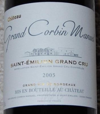 Château Grand Corbin Manuel 2005 Saint-Emilion, France This wine has 13.8 % vol. and Jungle Jim s sells it for $34.99, reduced from $44.99. This vintage has an aging capacity estimated between 5 and 15 years.