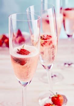 champagne cocktail sparkling pink wine strawberry (optional - just remember to count the extra calories!