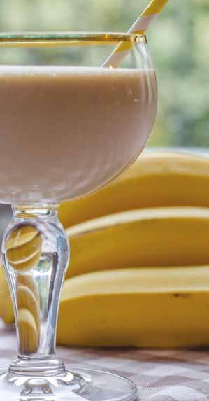 BANANA PEANUT BUTTER SMOOTHIE Preparation Time: 5 minutes SERVES 2 Ingredients 1 large ripe banana, peeled (120g) 100ml full-fat milk A scoop of vanilla ice-cream (60g) 2 Tbsp.