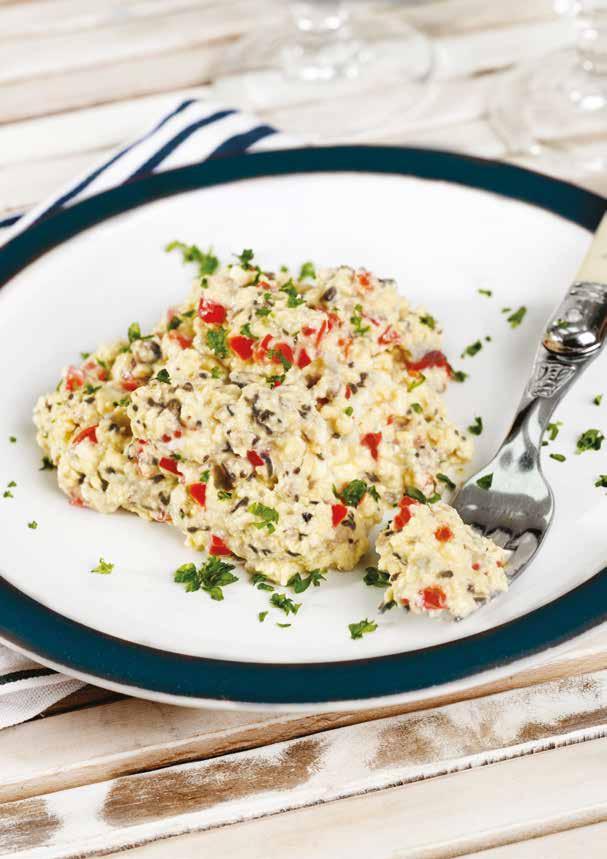 RED PEPPER, MUSHROOM AND FETA SCRAMBLED EGGS This speedy egg dish is highly nutritious, packed with protein and providing you with a source of 17 vitamins and minerals including vitamin D, iron,