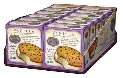 New! Cookie Sandwiches Vanilla Cookie Sandwich Hemp Seed Chocolate Chip Cookie & Vanilla Coconut Bliss NON-DAIRY FROZEN DESSERT: Organic Coconut Milk (Water, Organic