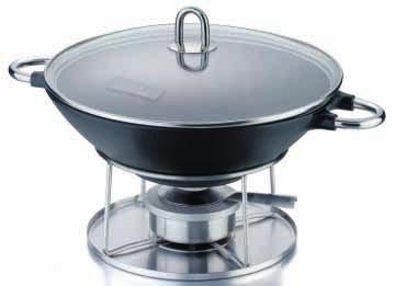 TABLE WOK SET cast iron wok small with burner and glass lid K0817 WOK SET cast iron