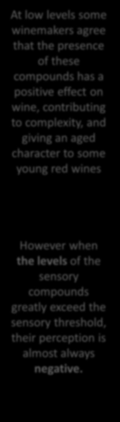 At low levels some winemakers agree that the presence of these compounds has a positive effect on wine,
