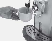 USE THE APPROPRIATE HANDLE ONLY. 1 2 selected steam 3 Fill 1/3 of the cup with cold milk. Press the button.