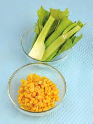Prepare celery and corn. 2.