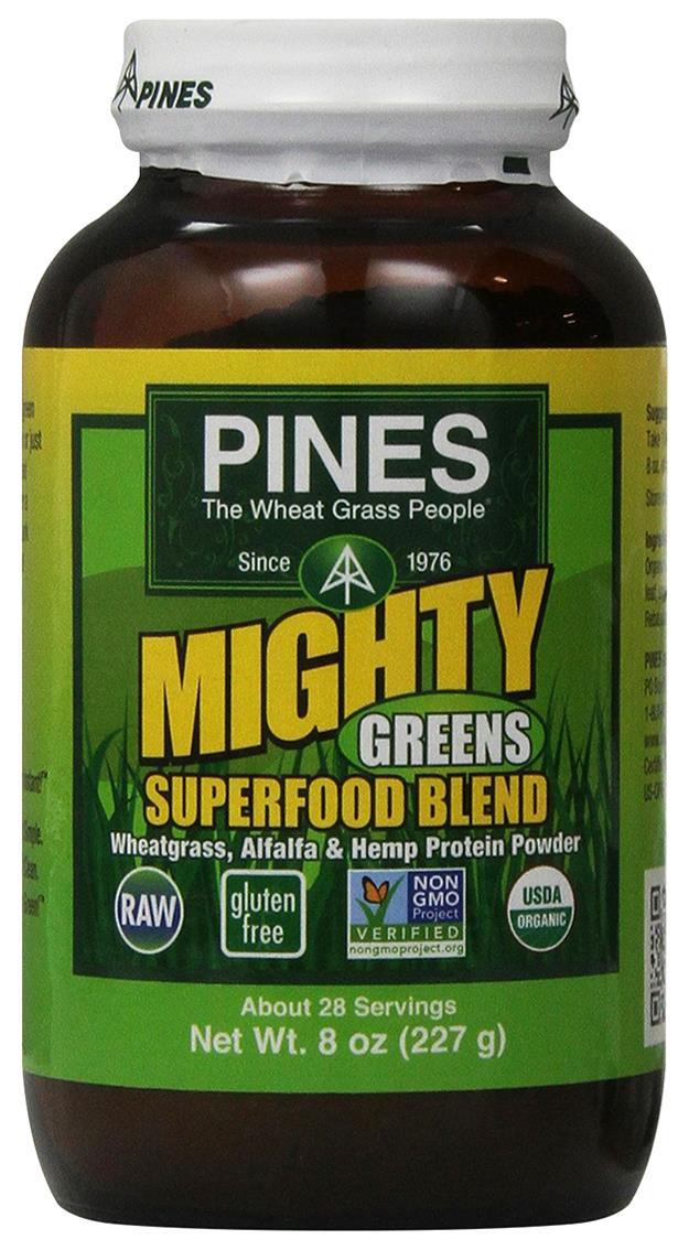 Pines Mighty Greens Superfood Blend Wheatgrass, Alfafa And Hemp Protein Powder Pines United States Botanical/Herbal Supplements Event Date: Feb 2015 Price: US 37.50 EURO 28.
