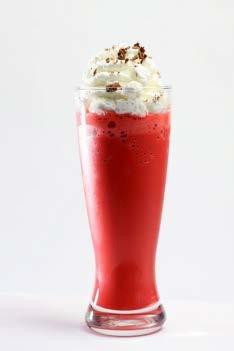 RED VELVET DRINK Velvety drink with the flavour of the famous Red Velvet cake. An experience the sense to be enjoyed cod in summer or hot during winter time.