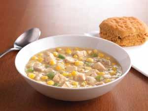 Chicken Corn Chowder Yield: 32 servings This chowder is so flavorful, you won t believe how simple it is to make. Vegetable Oil 2 tbsp. 1 oz. Chopped Onion 4 cups 1 lb. 6 oz.