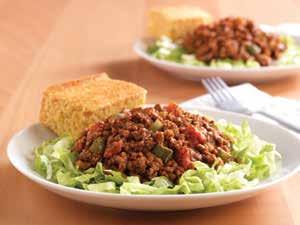Beef Tamale Bowl Yield: 72 servings Bowls are popular on school lunch menus. This one provides a good alternative to tacos. 212643 Pioneer Whole Grain Cornbread Mix 1 bag 5 lb. Vegetable Oil 6 tbsp.