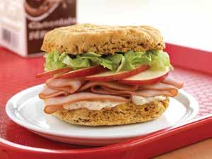 Ham Sandwich on a Sweet Potato Biscuit Yield: 24 servings 210424 Pioneer Whole Grain 24 biscuits 3 lb. 6 oz. Sweet Potato Biscuit Light Mayonnaise 1½ cups 12¾ oz. Pumpkin Pie Spice ½ tsp.