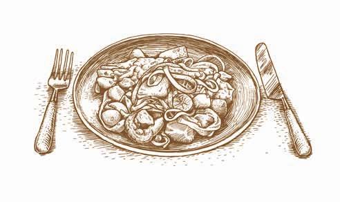 морепродуктами Špageti na ribarski način u crnom sosu (sipa, mušlje, lignje, grdoba) Fisherman s specialty: Spaghetti in