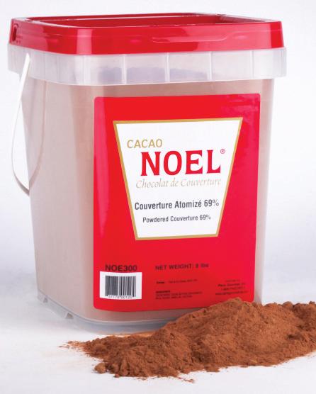 Cacao Noel Couverture Atomize 69% Actual chocolate couverture in powder form made from a patented process. ADVANTAGES: No melting and tempering.