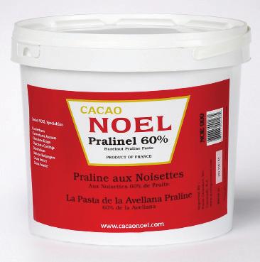 Cacao Noel Pralinels A flavoring for many desserts and pastries. Ideal for ice cream, ganache, mousse, buttercream, chocolate bonbon fillings etc.