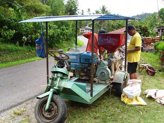 Petrol-operated rice huller in Agam District, West Sumatra.