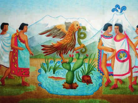sun worship, human sacrifice, and their tribal god Huitzilopochtli.