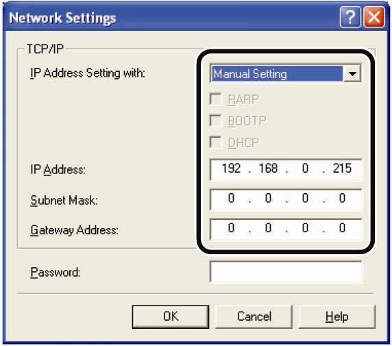 - Chọn địa chỉ IP để cài đặt: IP Address Setting with: Cài đặt địa chỉ IP theo: Manual Setting: Cài đặt địa chỉ IP theo ý muốn Auto Detect: Được DHCP,RARP,BOOTP cấp IP RARP: Được RARP cấp IP Các