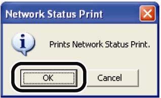 - Trong thẻ Options chọn Utility > Network Status Print > OK - Những thông số vừa cài đặt trong máy sẽ