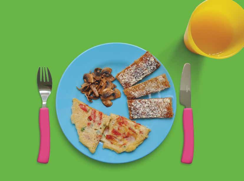 83 BREAKFAST 1-4 years Gram flour omelette with mushrooms and toast This recipe makes 4 portions of about 80g omelette, 20g mushrooms and 25g toast.