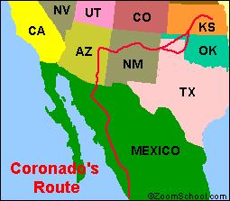 Coronado's travels took him to the Grand Canyon and Kansas, but failed to reveal the gold or treasure his men sought.