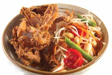 crispy soft shell crab TOM YUM PRAWN $12 Bangkok style spicy