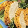 Parmesan Crusted Chicken 1/2 cup Hellmann's or Best Foods Real Mayonnaise 1/4 cup grated Parmesan cheese 4 boneless, skinless chicken breast halves (about 1-1/4 lbs.) 4 tsp.