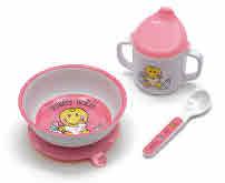 00 6706-8030 pink display filled with 12 smiley baby girl flatware sets 14