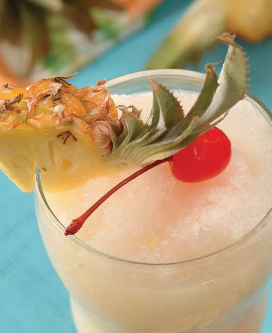 Piña Colada 2 pineapple spears, rind removed 1 cup coconut milk 1 cup ice cubes optional: 2 0z.
