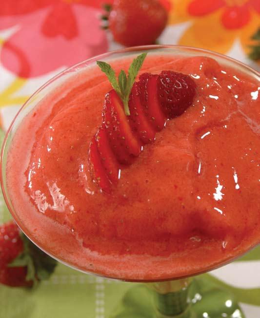 Strawberry Daiquiri 4 cups strawberries, hulled 1/2 cup lemonade 3/4 cup ice cubes optional: 4 oz.