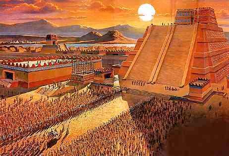 TENOCHTITLAN AT THE CENTRE Aztec priests sometimes built temples on mountain- tops, where they believed the physical and spiritual