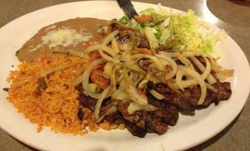 Carne Asada - 14.99 Tender beef served with rice, beans, tomatillo sauce, guacamole salad, sour cream and two tortillas Cheese Steak Quesadilla - 14.99 Steak quesadilla covered with cheese sauce.