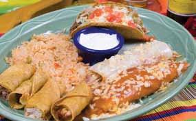 Combo Two chicken taquitos mexicanos and one chicken enchilada topped with onions and cheese sauce, one beef enchilada