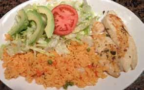 19 Fish Tacos Served in two flour or corn tortillas and topped with lettuce, pico de gallo and rice 7.