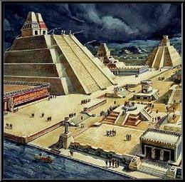 At Tenochtitlan Cortez and his men were welcomed with open arms. After a few months of rich lavish treatment, Cortez took the Aztec King Montezuma hostage.