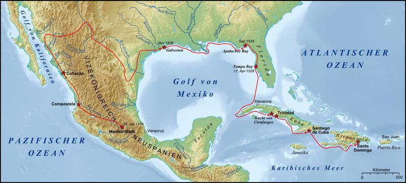 Part of the Narvaez Expedition in 1528, Cabeza de Vaca was only one of four who survived the expedition.