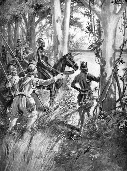 Hernando de Soto -led an expedition from in Florida in 1539. They traveled from Florida northward to North Carolina then westward.