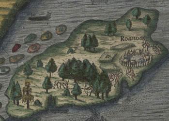 The first English Colony of Roanoke, originally consisting of 100 householders, was founded in 1585. The colony was ill prepared and depended on the Native Americans for help.