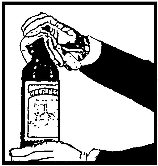 To stop pouring, the bottle is moved upward in a twisting motion so the wine does not drip. The bottle should always be held two inches above the glass while pouring. 10.